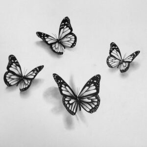 طرح خام تاتو پروانه سه بعدی